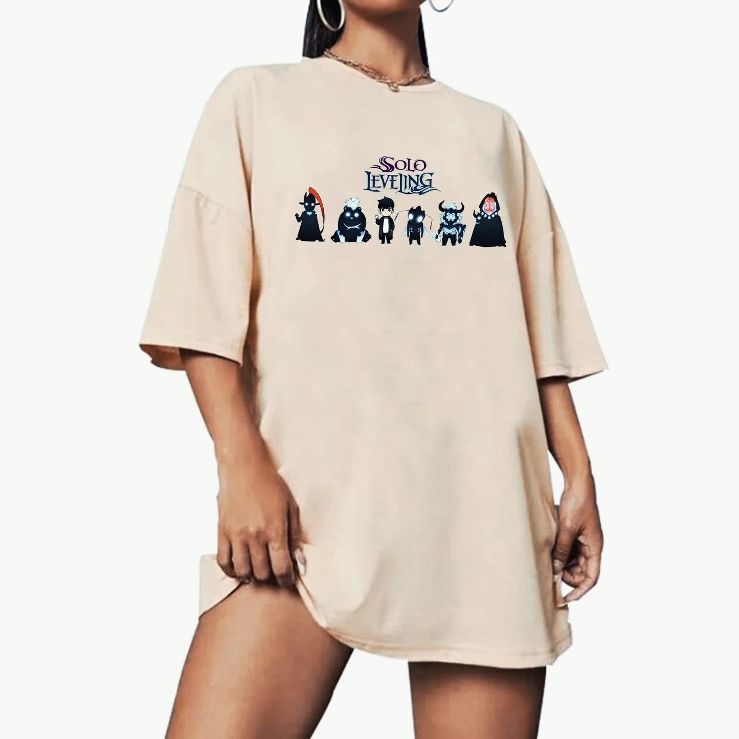 Anime Print Oversized O-neck T-shirt