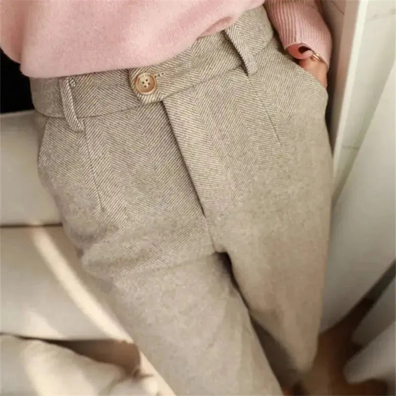 Women's Trousers Wool Blend Slim Fit 10