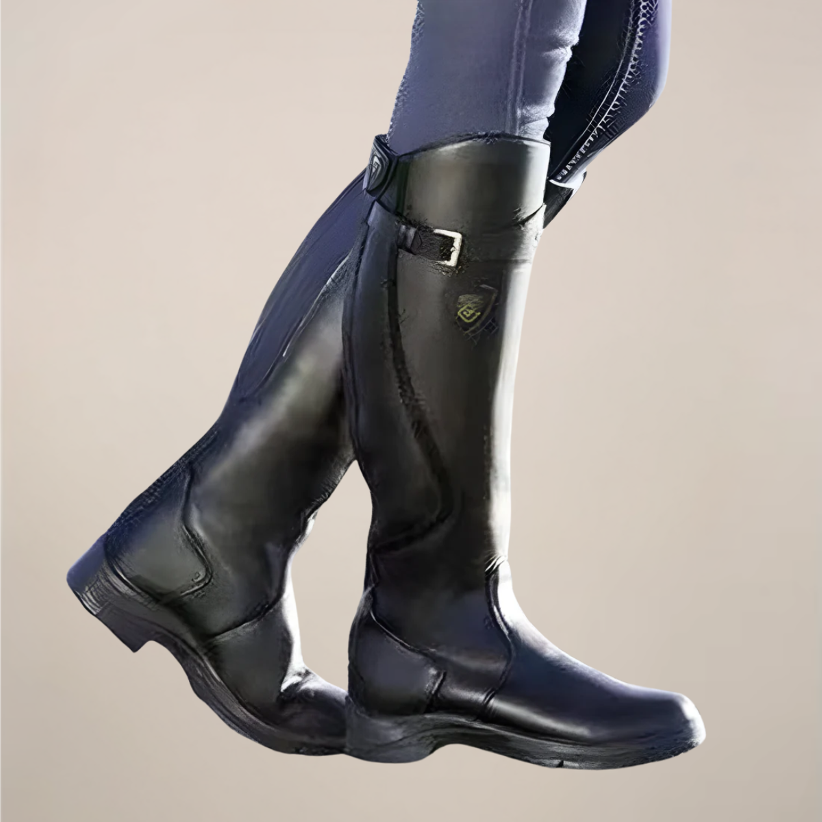 Women’s Knee-High Riding Boots with Side Buckle Detailing – Outdoor Equestrian Style