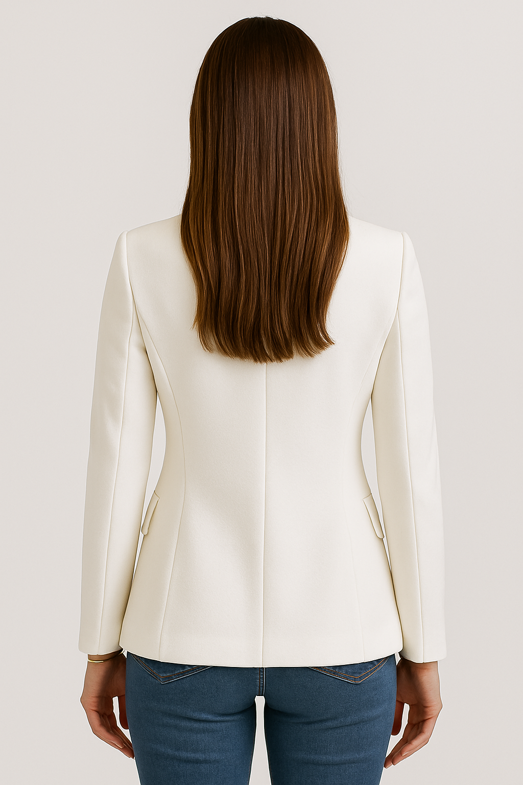 Women’s Tailored Blazer – Single-Breasted – Slim Fit – White