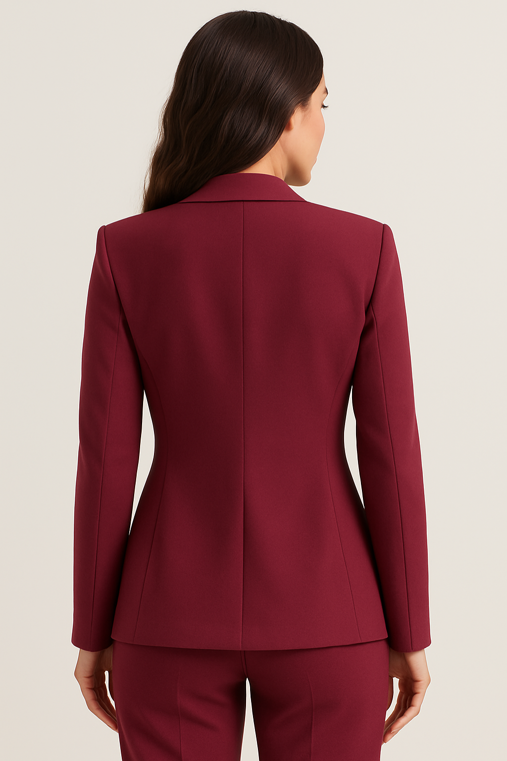 Women’s Tailored Blazer – Single-Breasted – Slim Fit – Wine Red