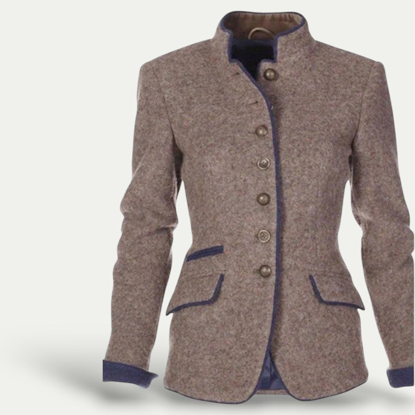 Women’s Tailored Short Blazer with Stand Collar – Smart Casual Layer