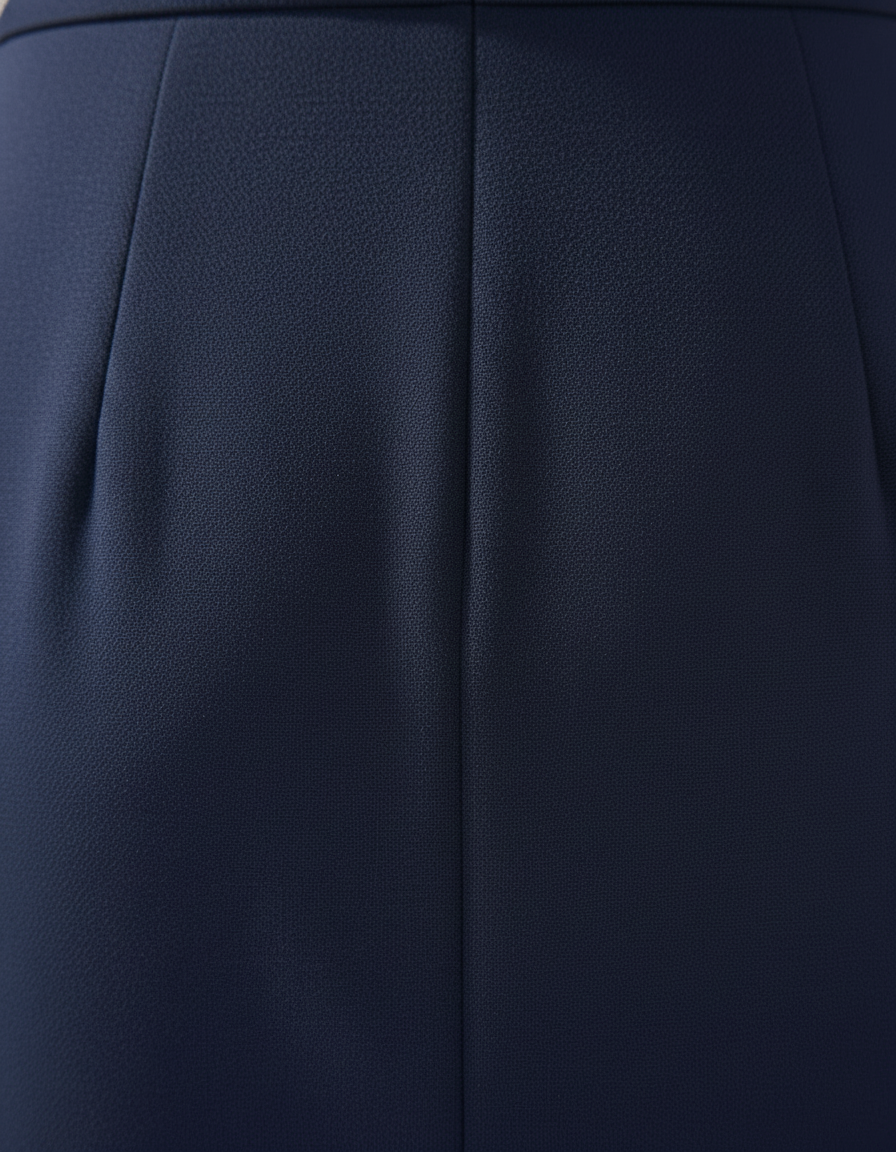 Women’s Navy Blue Midi Dress – Tailored Fit – Side Slit – Button Front