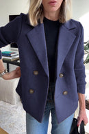 Women’s Wool Casual Blazer Coat With Notch Lapel Collar – Elegant Everyday Outerwear