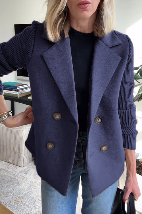 Women’s Wool Casual Blazer Coat With Notch Lapel Collar – Elegant Everyday Outerwear