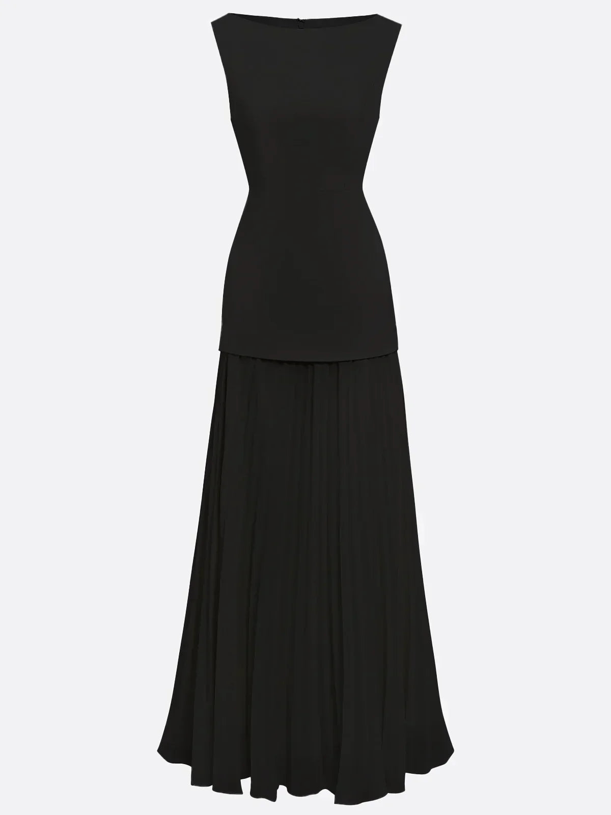 Women's Sleeveless Maxi Dress with Flowing Pleats – Elegant Bridesmaid Gown