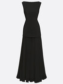 Women's Sleeveless Maxi Dress with Flowing Pleats – Elegant Bridesmaid Gown