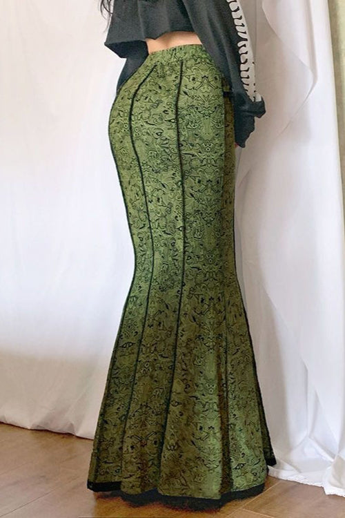 Lace Color Block Low Rise Mermaid Maxi Skirt