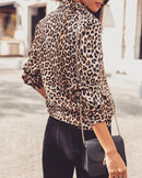 Women's Leopard Print Button-Up Blouse – Long Sleeve Stylish Top