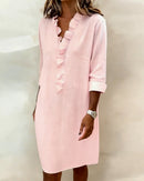 Dorelle Linen-Blend Ruffle Shift Dress