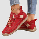 Women's Leather Lace-Up Sneakers – Comfortable Supportive Walking Shoes