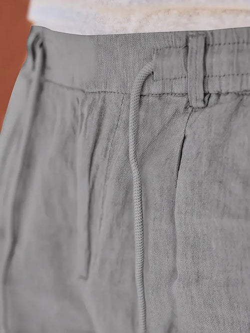 Men's Wide-Leg Linen Trousers – Drawstring Casual Summer Pants