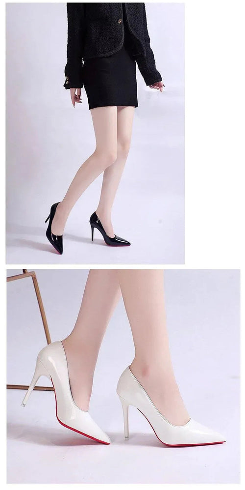 Womens Shiny Leather High Heel Stilettos – Elegant Evening Pumps