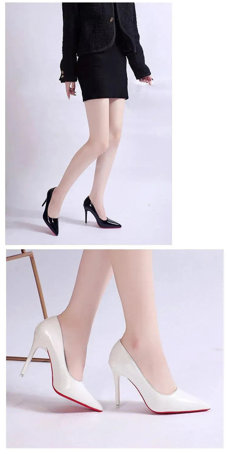 Womens Shiny Leather High Heel Stilettos – Elegant Evening Pumps