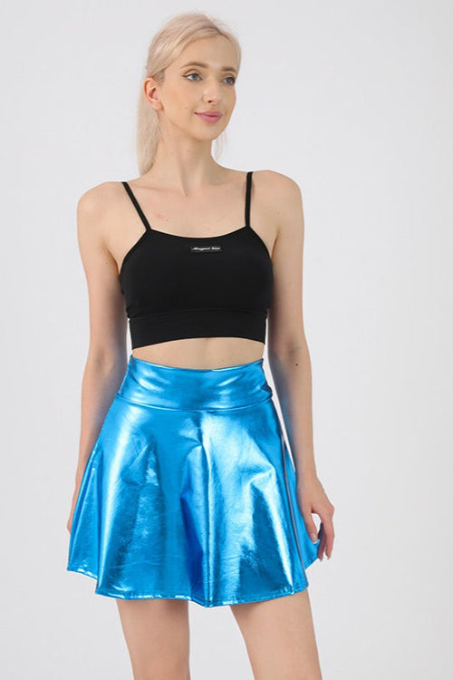 High Waist Solid Color Glossy Performance Skirt