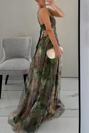Women's Floral Flowing Maxi Dress – Sleeveless Elegant Wedding Guest Dress