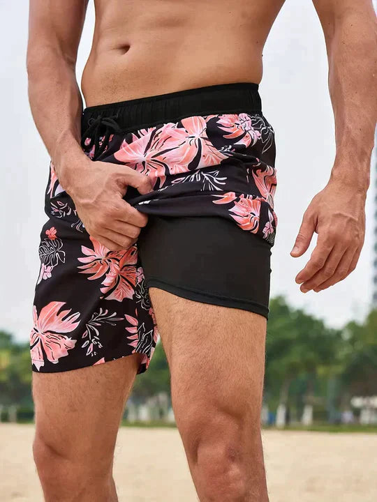 Mens Quick Dry Swim Shorts With Compression Liner – Athletic Beach Shorts
