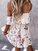 Women's Sleeveless Floral Flared Mini Dress – Elegant Summer Party Dress