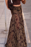 Vintage Paisley Print Slim Fit Maxi Skirt