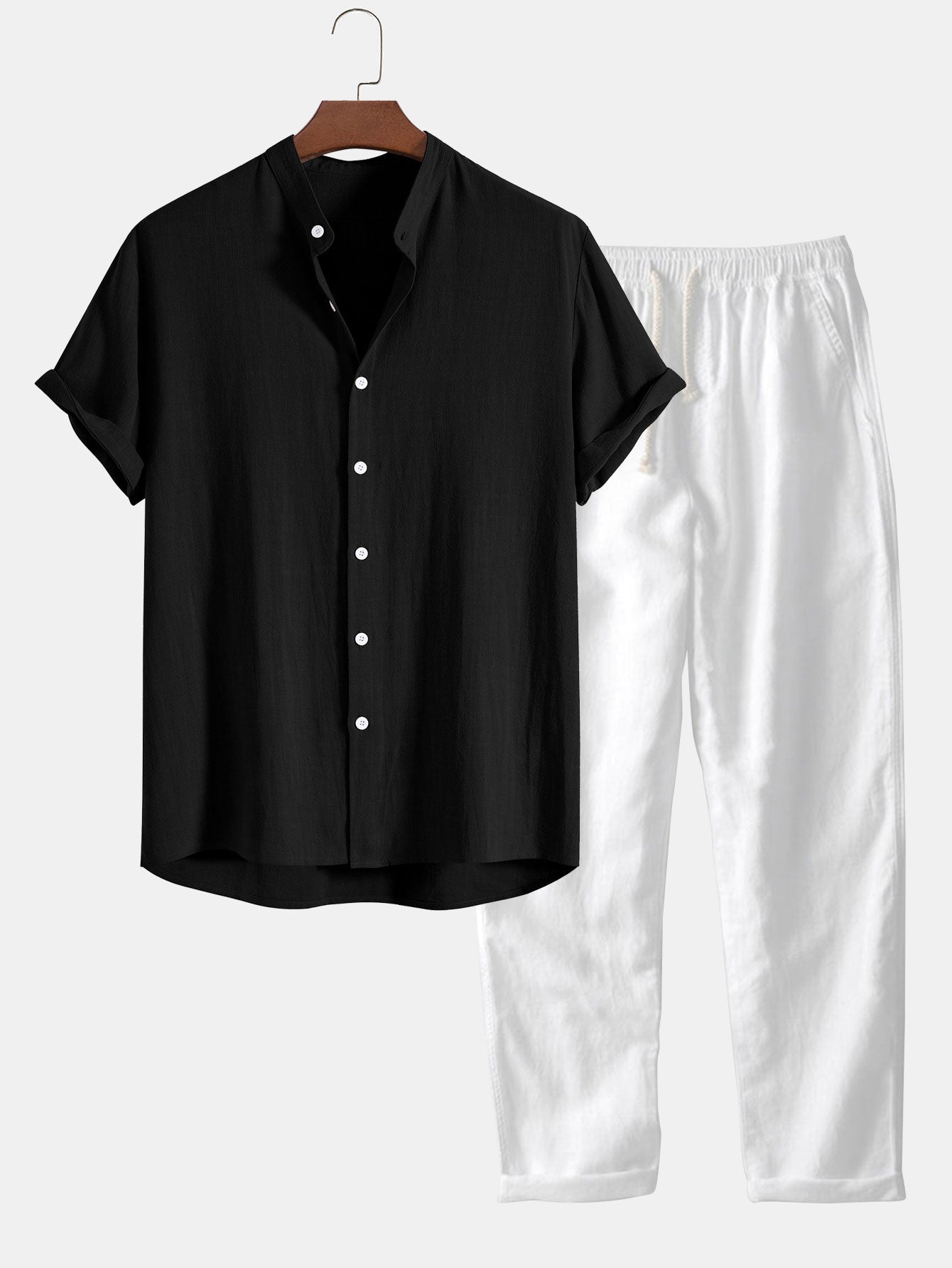 Men's Lightweight Summer Two-Piece Set – Breathable Shirt & Casual Trousers