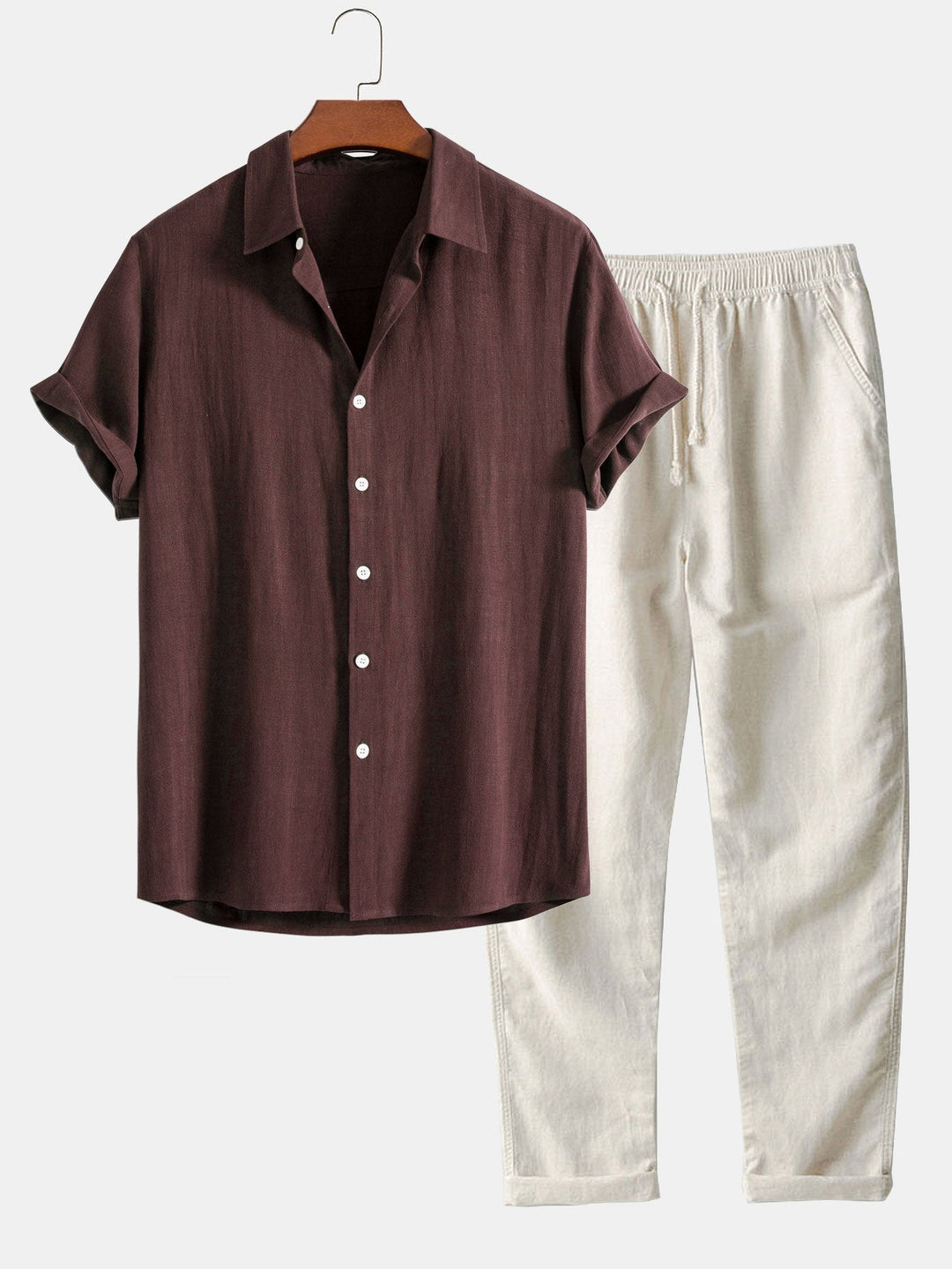 Men's Lightweight Summer Two-Piece Set – Breathable Shirt & Casual Trousers