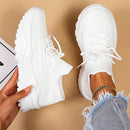 Women's Orthopedic White Lace-Up Sneakers – Comfortable Support Everyday Shoes