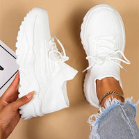 Women's Orthopedic White Lace-Up Sneakers – Comfortable Support Everyday Shoes