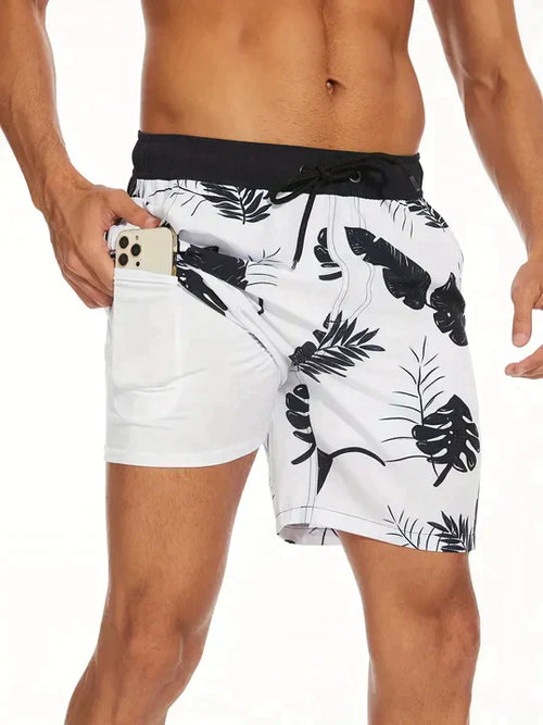 Mens Quick Dry Swim Shorts With Compression Liner – Athletic Beach Shorts