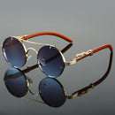 Retro Round Metal Sunglasses - Blue