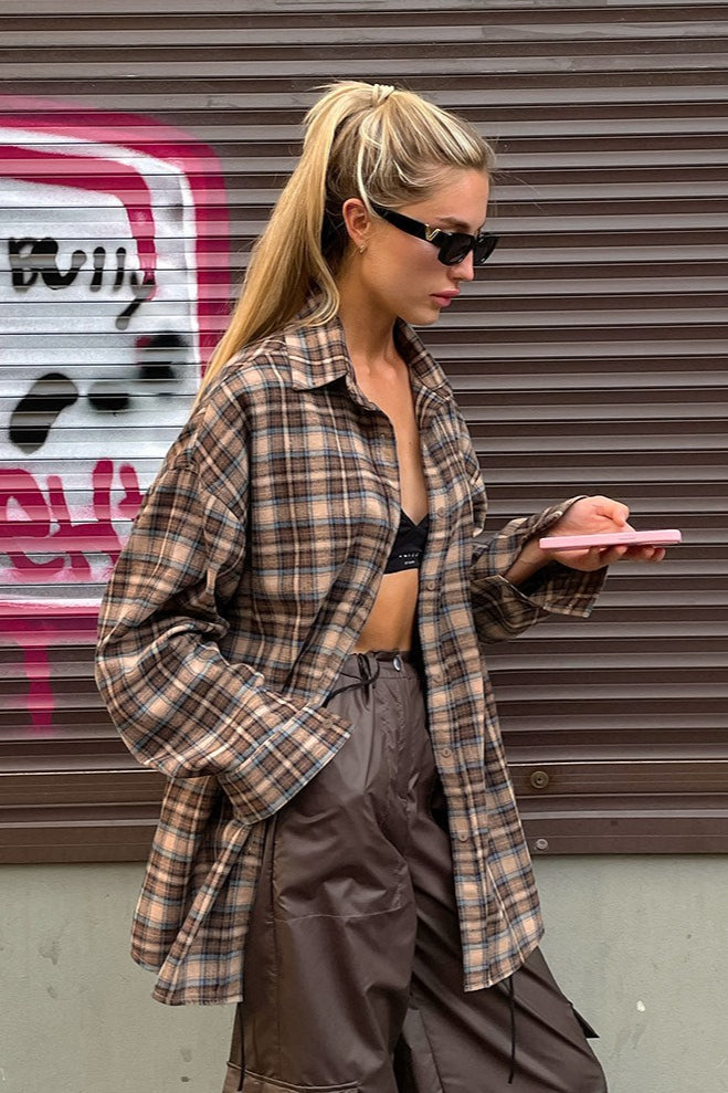 American Vintage Plaid Blouse