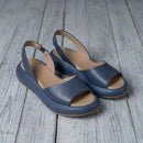 Women's Open-Toe Comfort Sandals – Synthetic Leather Summer Slides