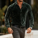 Men's Buttoned Down Long Sleeve Fitted Velvet Shirt – Luxury Dress Shirt