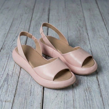 Women's Open-Toe Comfort Sandals – Synthetic Leather Summer Slides