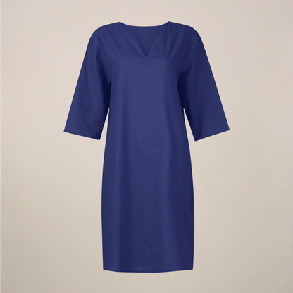 Women’s V-Neck Midi Summer Dress – Button Front with Relaxed Fit