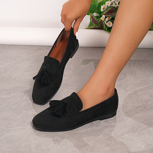 Women’s Vintage Tassel Slip-On Flats – Soft Sole Comfortable Shoes