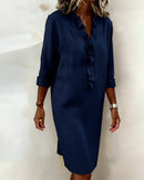 Dorelle Linen-Blend Ruffle Shift Dress