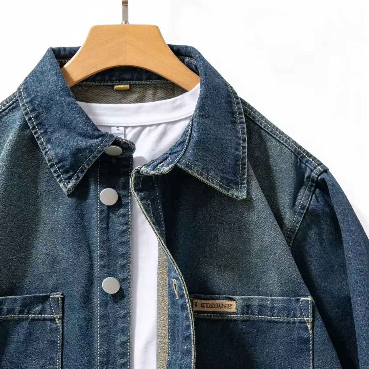Men's Vintage-Style Loose-Fit Denim Overshirt – Classic Casual Layering