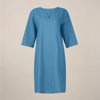 Women’s V-Neck Midi Summer Dress – Button Front with Relaxed Fit