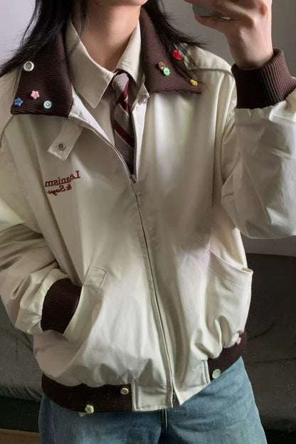 American Color Block Notch Collar Jacket