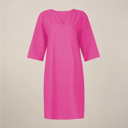 Women’s V-Neck Midi Summer Dress – Button Front with Relaxed Fit