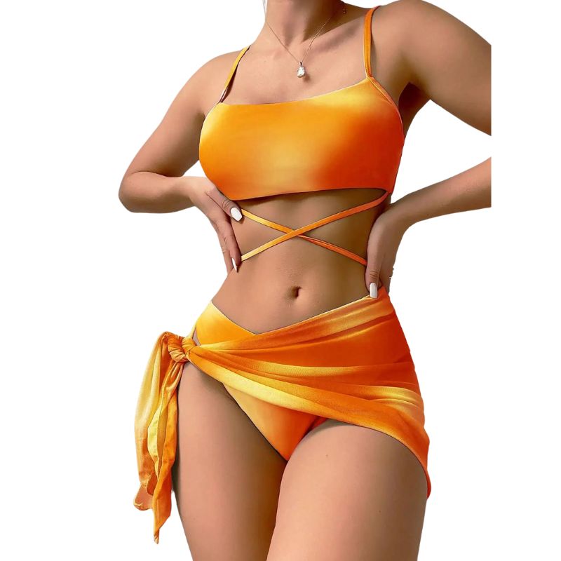 Luciana® | 3-Piece Bikini Swimsuit With Laces And Beach Skirt