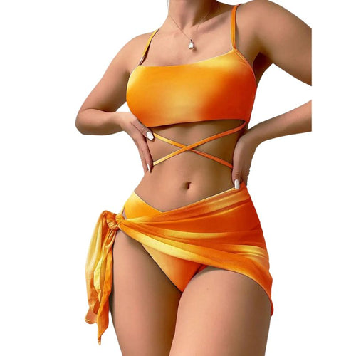 Luciana® | 3-Piece Bikini Swimsuit With Laces And Beach Skirt