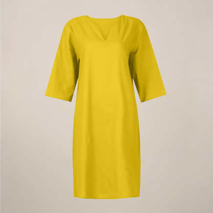 Women’s V-Neck Midi Summer Dress – Button Front with Relaxed Fit