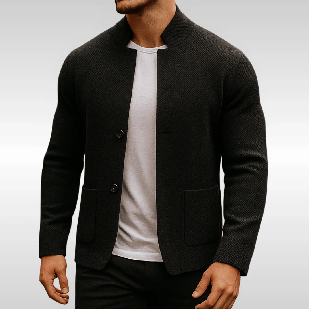 Men's Textured Knitted Cardigan – Stylish Buttoned Layering Sweater