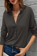 Women's Casual Button-Up T-Shirt – Turn-Down Collar Everyday Top