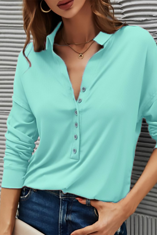 Women's Casual Button-Up T-Shirt – Turn-Down Collar Everyday Top