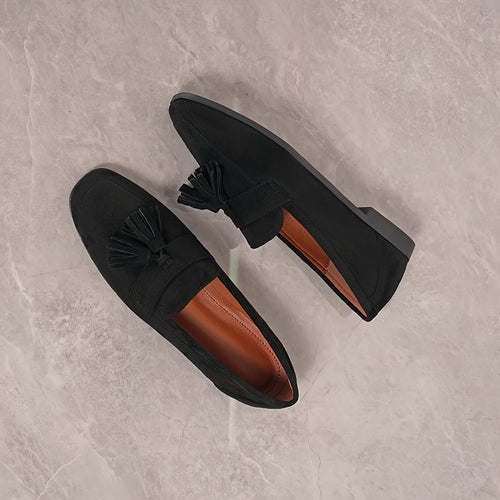 Women’s Vintage Tassel Slip-On Flats – Soft Sole Comfortable Shoes