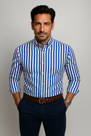 Men's Striped Long Sleeve Fitted Shirt – Button-Down Slim Fit Shirt