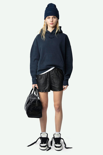 Angel Wing Print Plush Hoodie