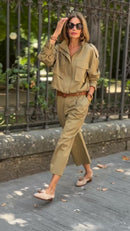 Women's Khaki Safari Two Piece Set – Casual Utility Outfit